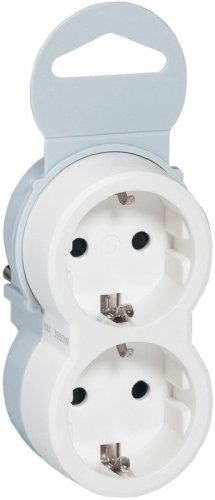 Разветвитель (Тройник) с заземлением плоский Legrand Helium 2-м 16А 3500Вт белый картинка 